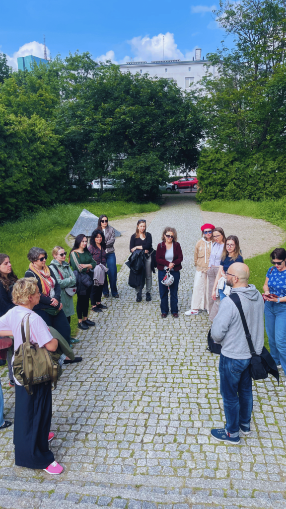 group of people in front of the Anielewicz Mound