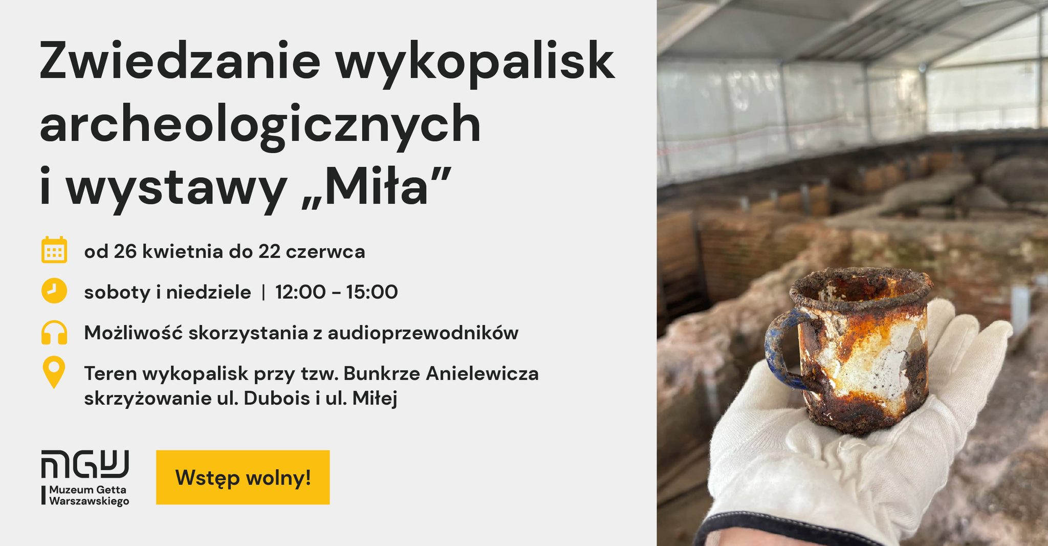 zwiedzanie wykopalisk - zaproszenie