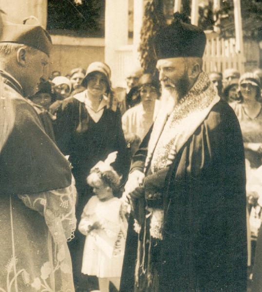 Naczelny rabin Białegostoku – Gedalia Rosenmann na spotkaniu z arcybiskupem diecezji wileńskiej Romualdem Jabłżykowskim